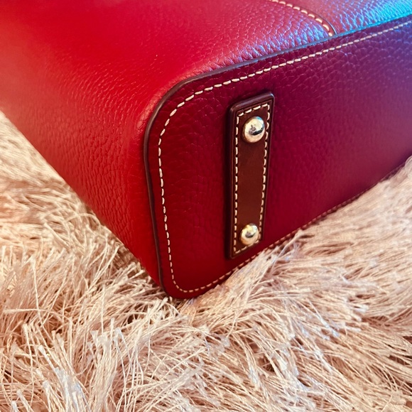 Dooney & Bourke Red and Brown Pebbled Leather Tote - Picture 4 of 11